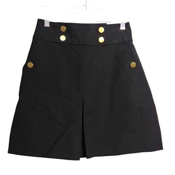 Club Monaco Black Skirt with Gold Button Accents Stylish  Size 0 - Picture 1 of 8